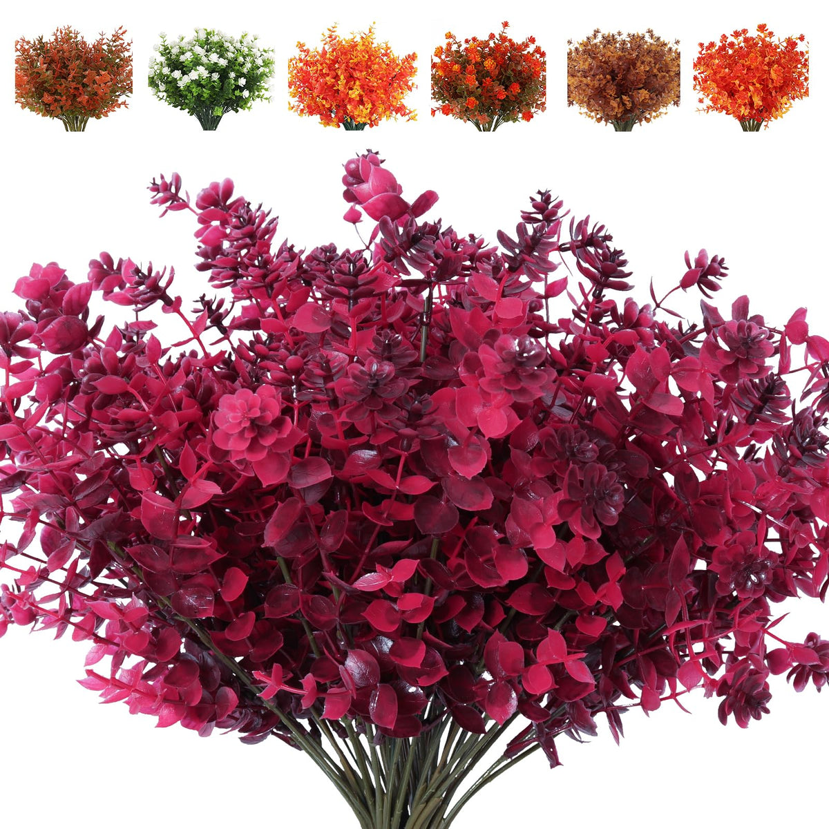 RECUTMS Artificial Flowers,Fake Boxwood Outdoor UV Resistant Plants,8 Packs