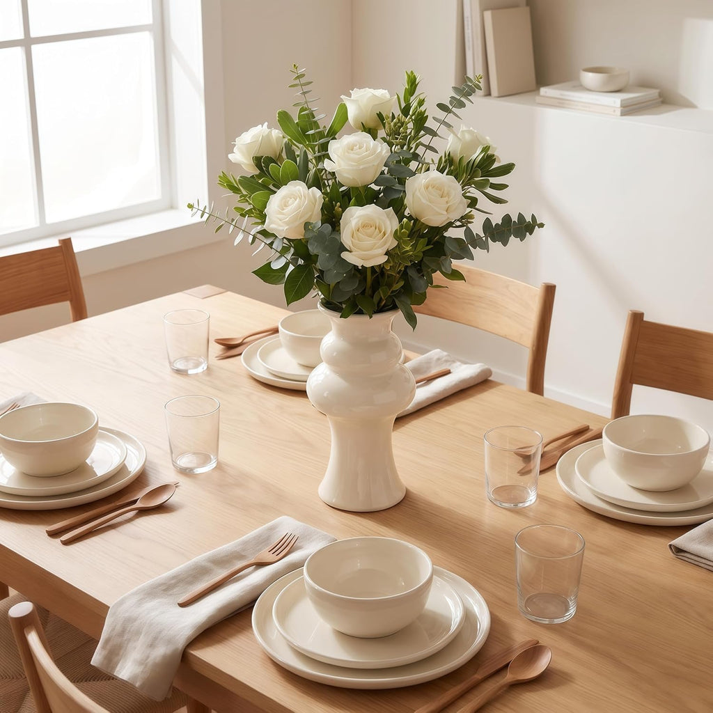 Ivory Cloud-Inspired Decorative Ceramic Flower Vase, Modern Home Decor