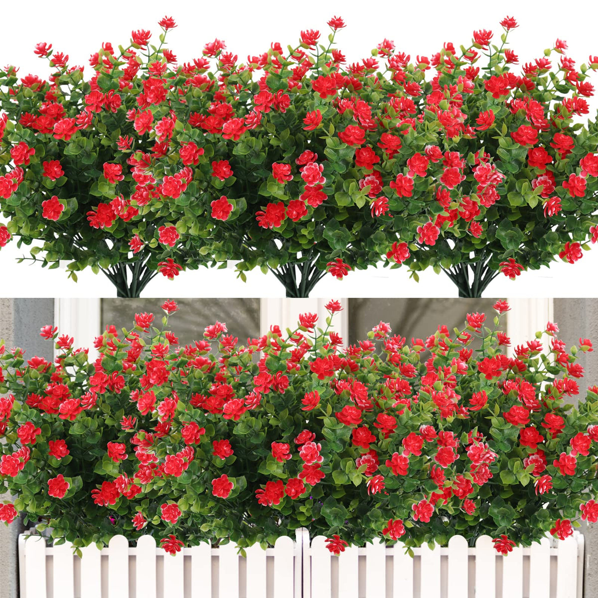 RECUTMS Artificial Flowers,Fake Boxwood Outdoor UV Resistant Plants,8 Packs