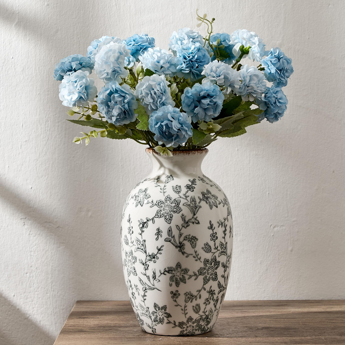 6.73" Ceramic Flower Decorative Antique Vase, Vintage Rustic Chinoiserie Floral Vase for Home Decor, Living Room, Bookshelf, Office, Entryway, Garden, Tuscan Decor, Chinoiserie Decor