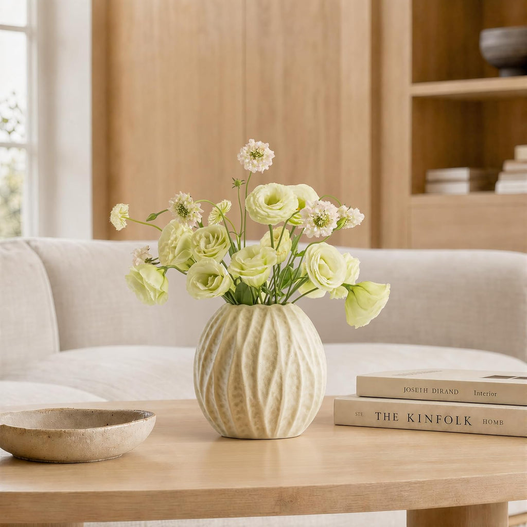 6.3 Inch White Ceramic Vase for Home Decor