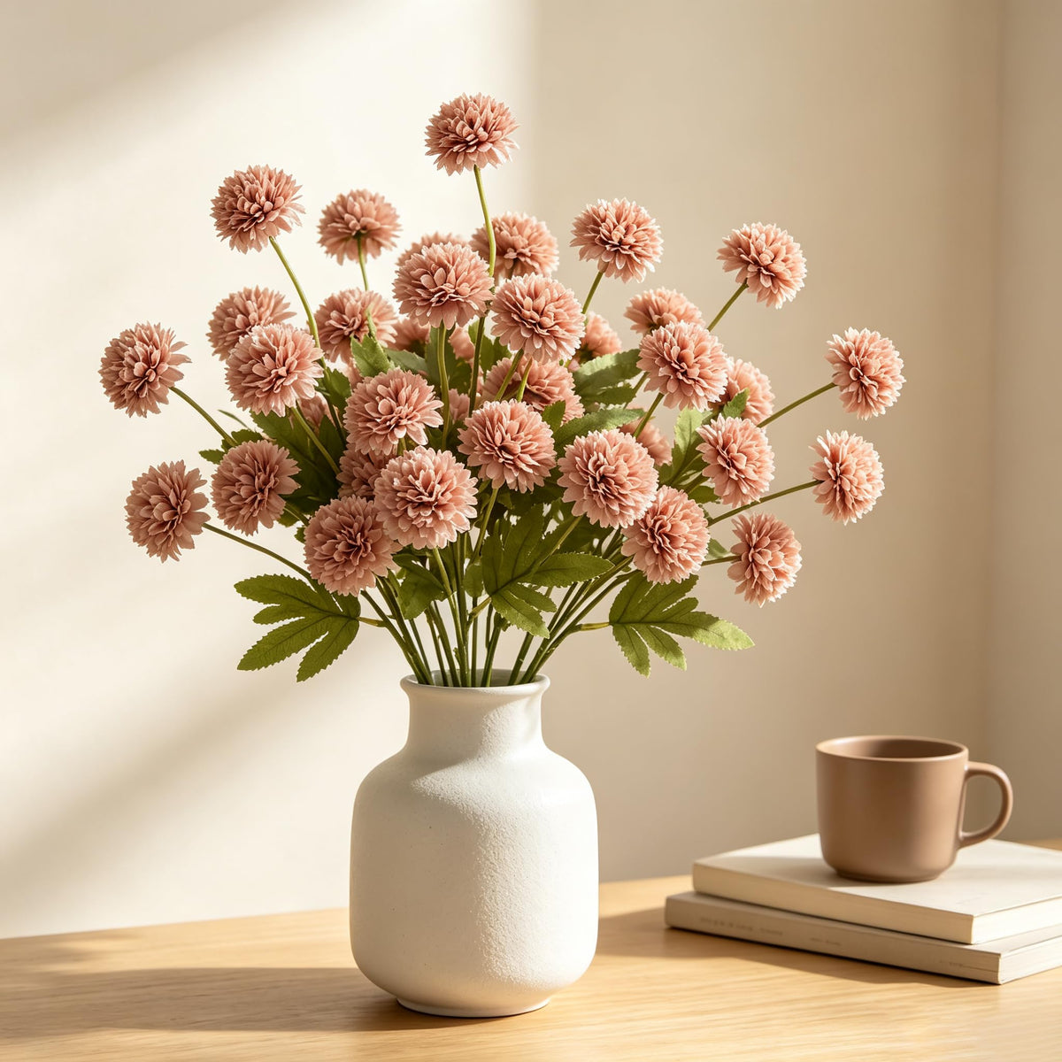 Faux Silk Chrysanthemum, Dusty Blue, 10 Pcs