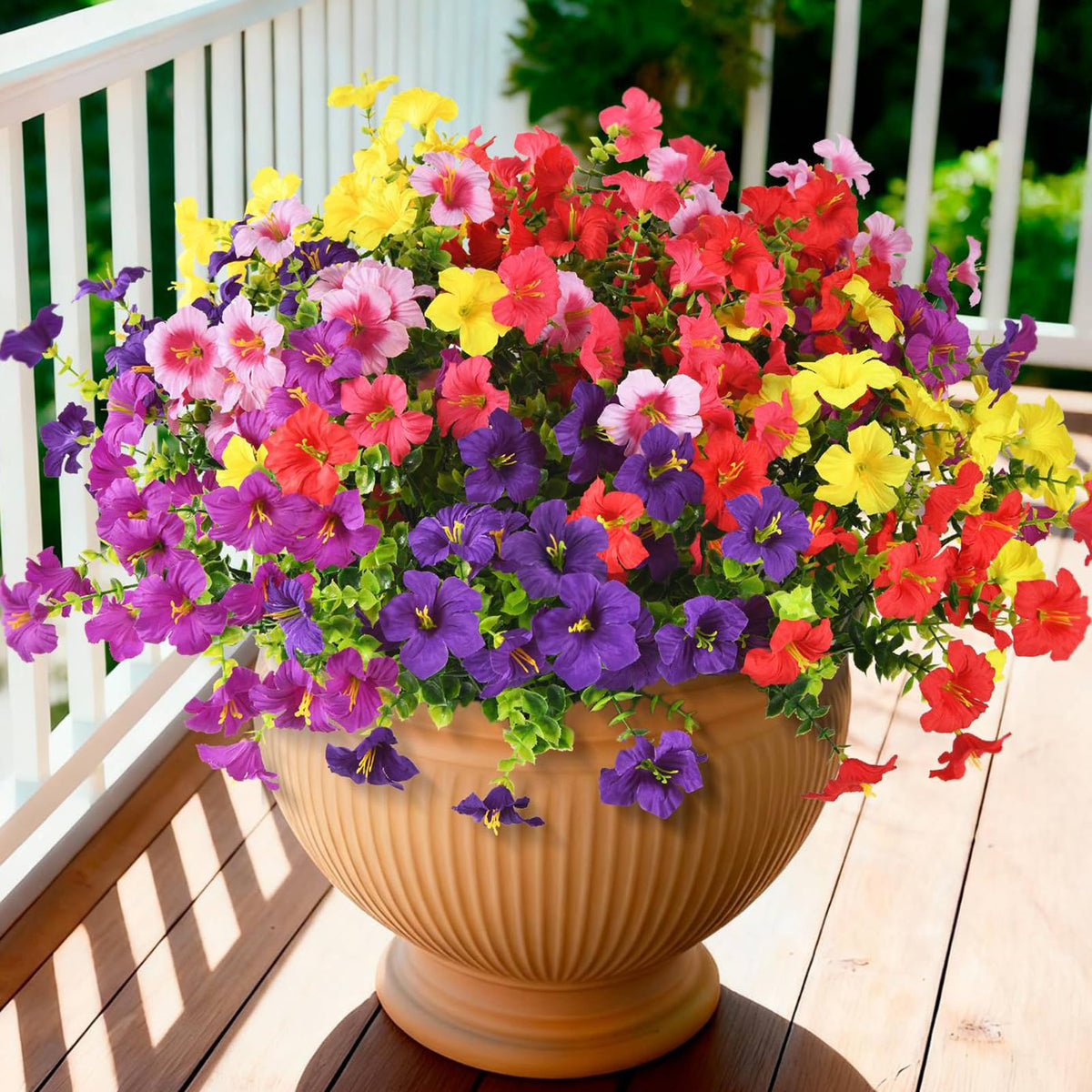 Artificial Fake Petunias Flowers for Outdoors Spring Summer Decoration