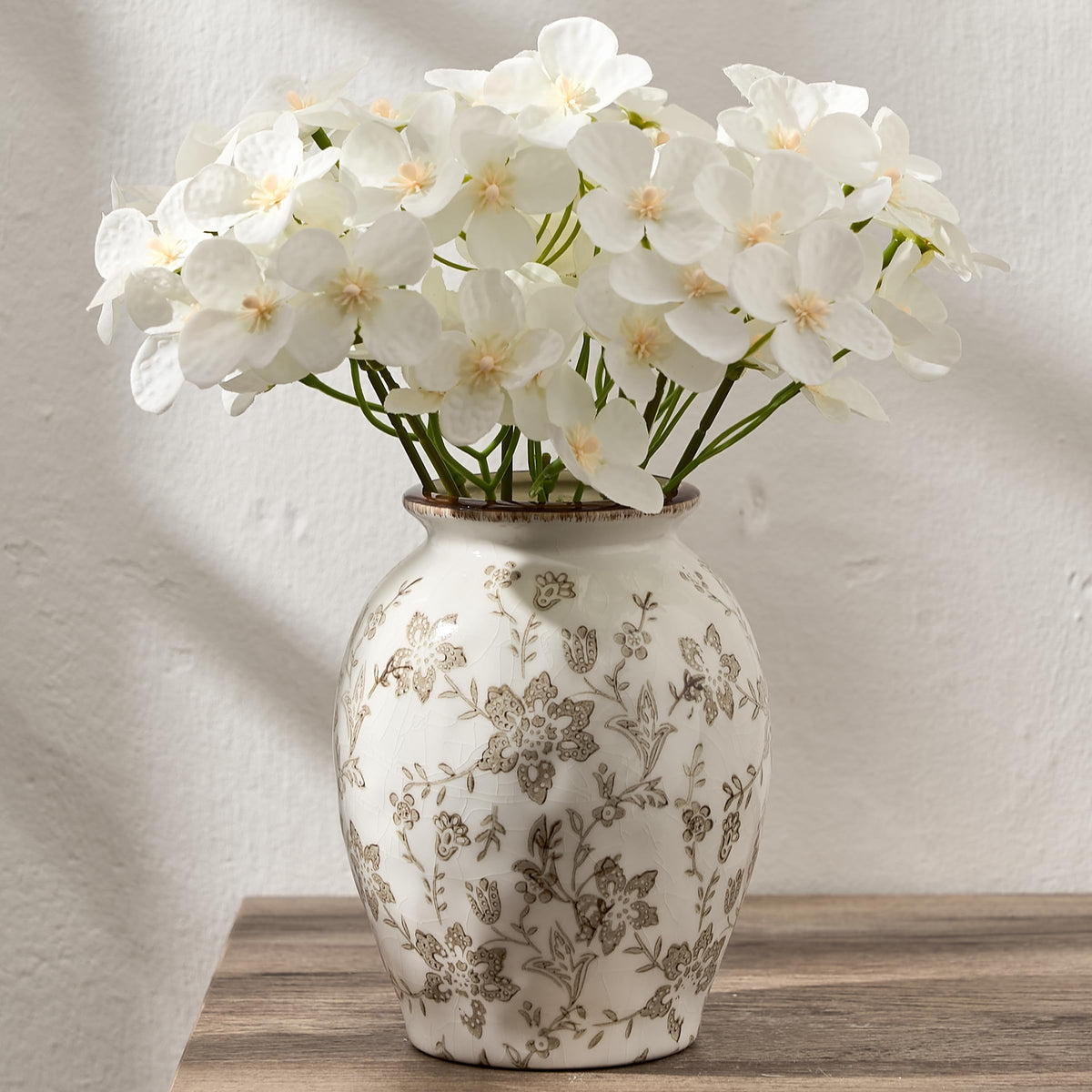 6.73" Ceramic Flower Decorative Antique Vase, Vintage Rustic Chinoiserie Floral Vase for Home Decor, Living Room, Bookshelf, Office, Entryway, Garden, Tuscan Decor, Chinoiserie Decor