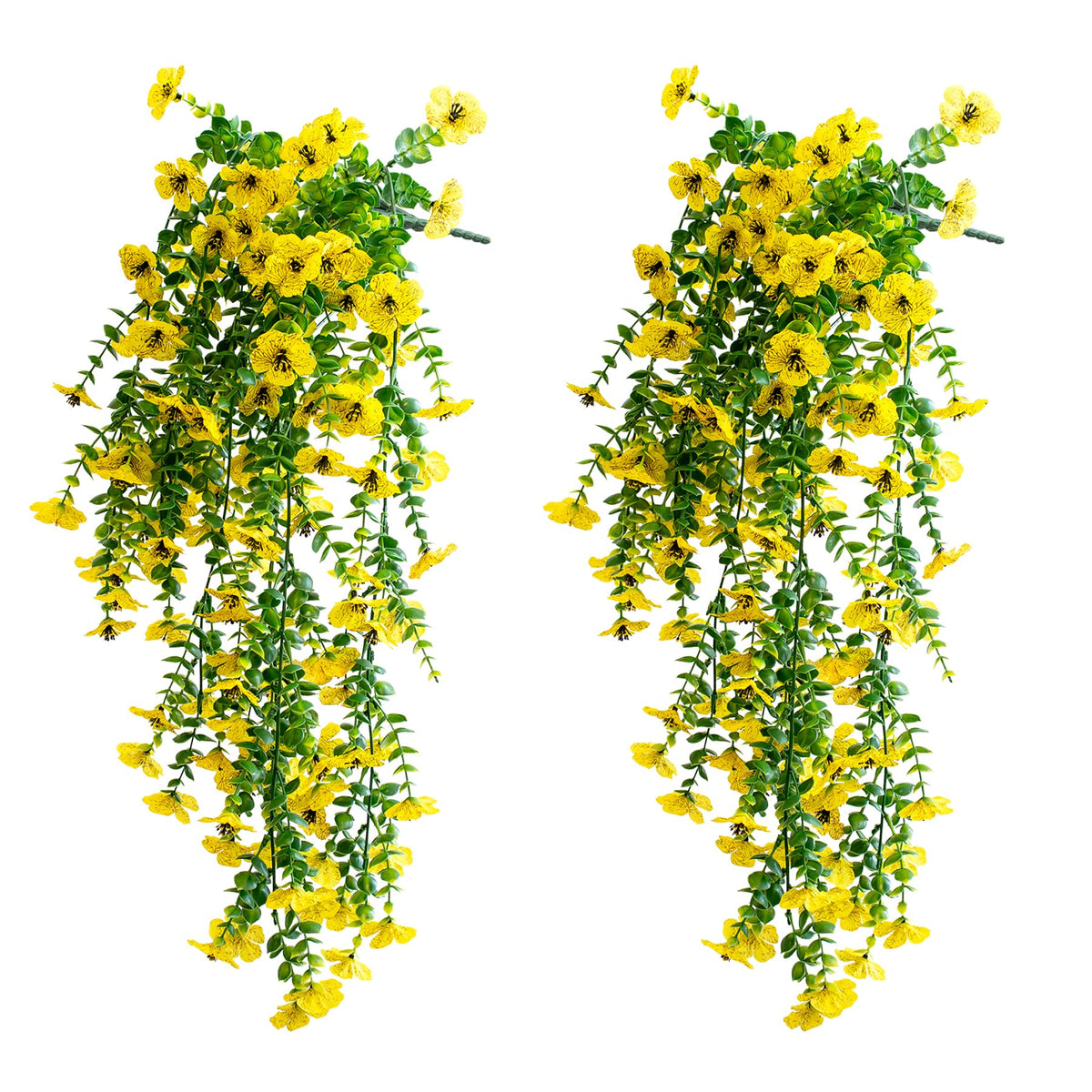 Artificial Hanging Flowers for Outdoors, 2 Pcs UV Resistant Artificial Outdoor Flowers, Not-Fading Fake Hanging Plant for Outdoor Planters for Home Garden Porch Yard Decor