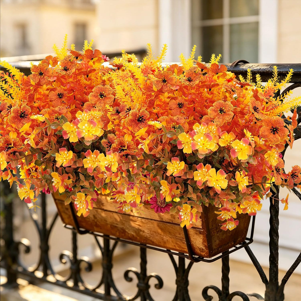 10 Bundles Artificial Mums for Outdoors Fake Fall Flowers Silk Flowers Plastic Plants UV Resistant No Fade for Outside Porch Garden Pots Planters Autumn Fall Decor (Fall)