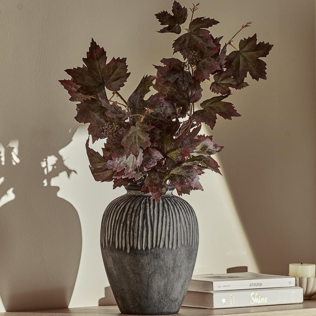 DN DECONATION Flower Vase for Home Decor, Grey Ceramic Vase for Centerpiece