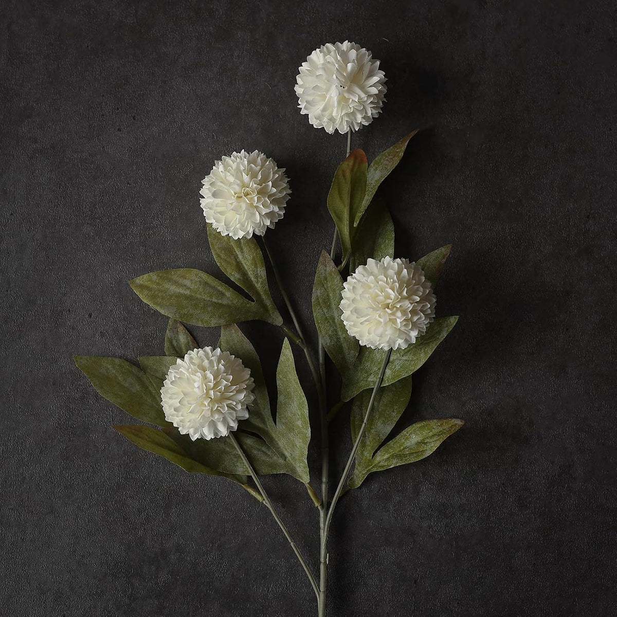 6Pcs 27"Artificial Pompon Mum Stems Silk Flowers for Vase Decor(Cream)