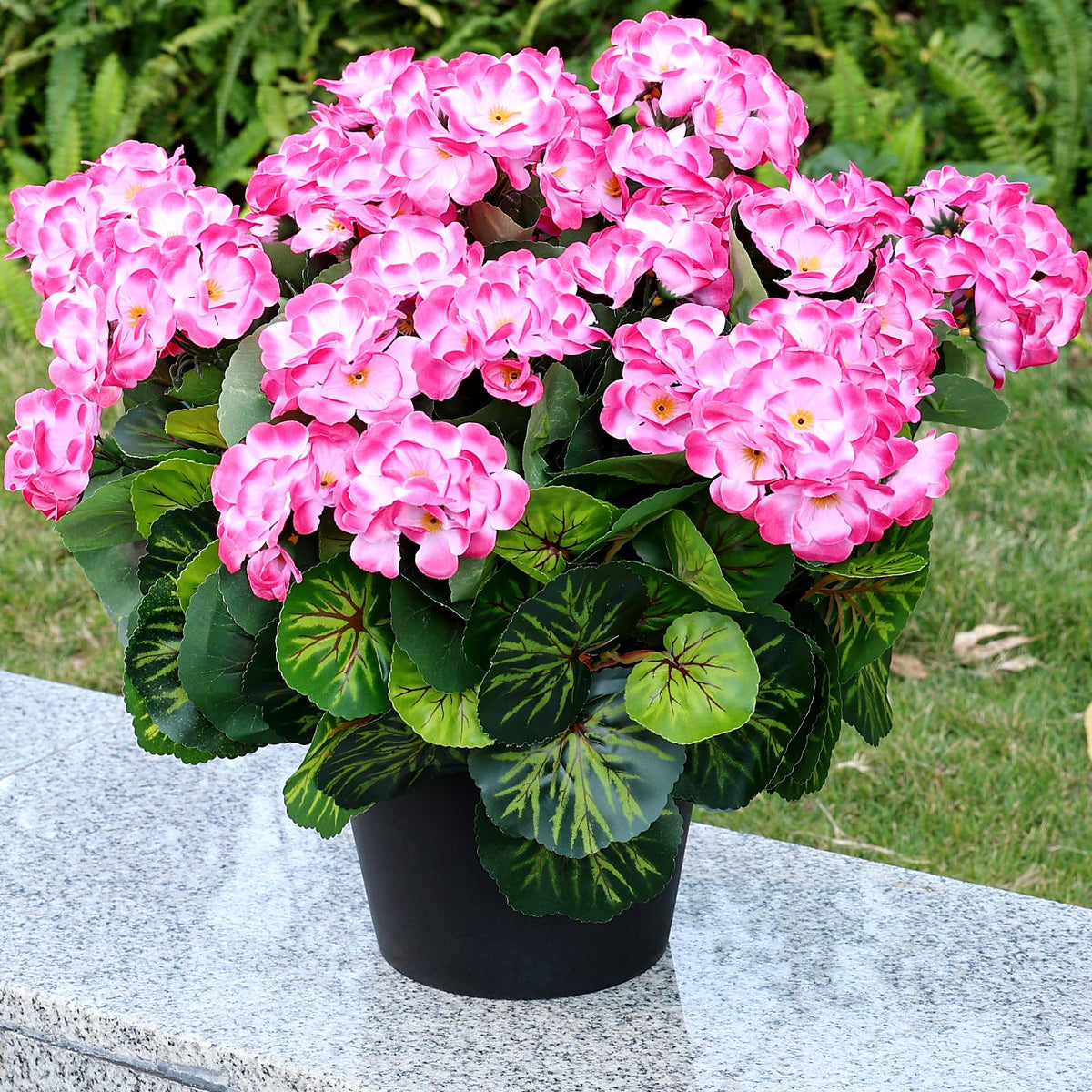 Set of 2 Artificial Geranium Potted Plant, Red, 16 Inch