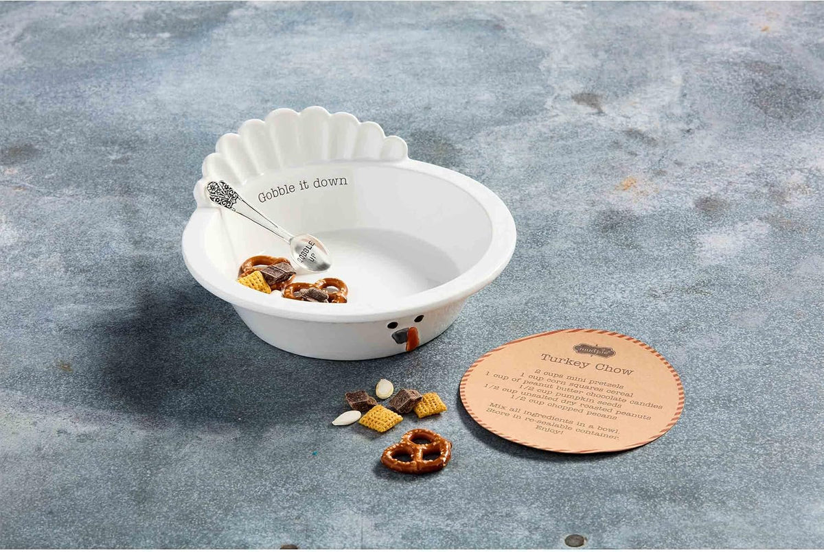 Mud Pie Turkey Chow Bowl Set, 3 1/2" x 7 3/4" dia