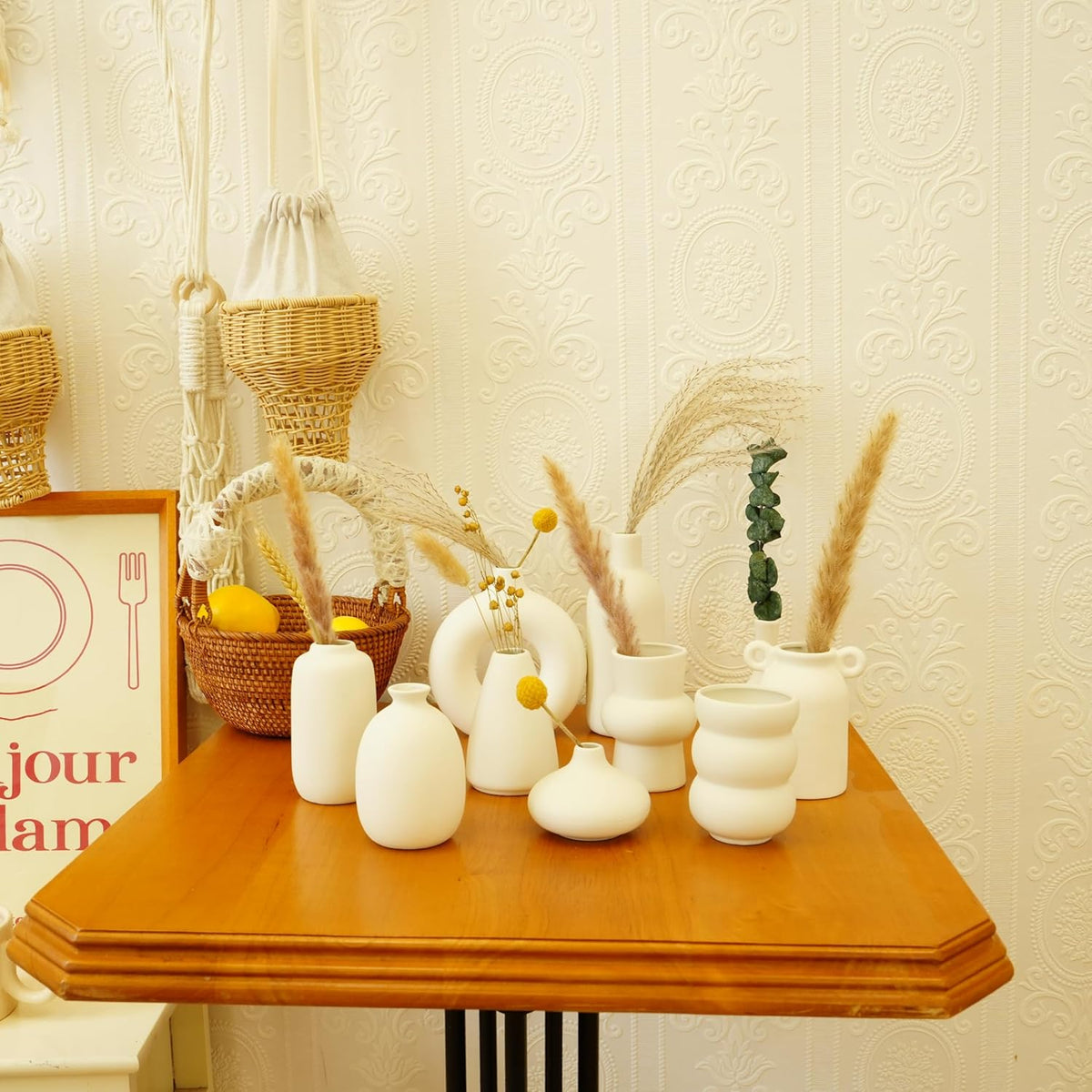 Small White Ceramic Vase Set of 10 Ceramic Bud Vases in Bulk Farmhouse Vase
