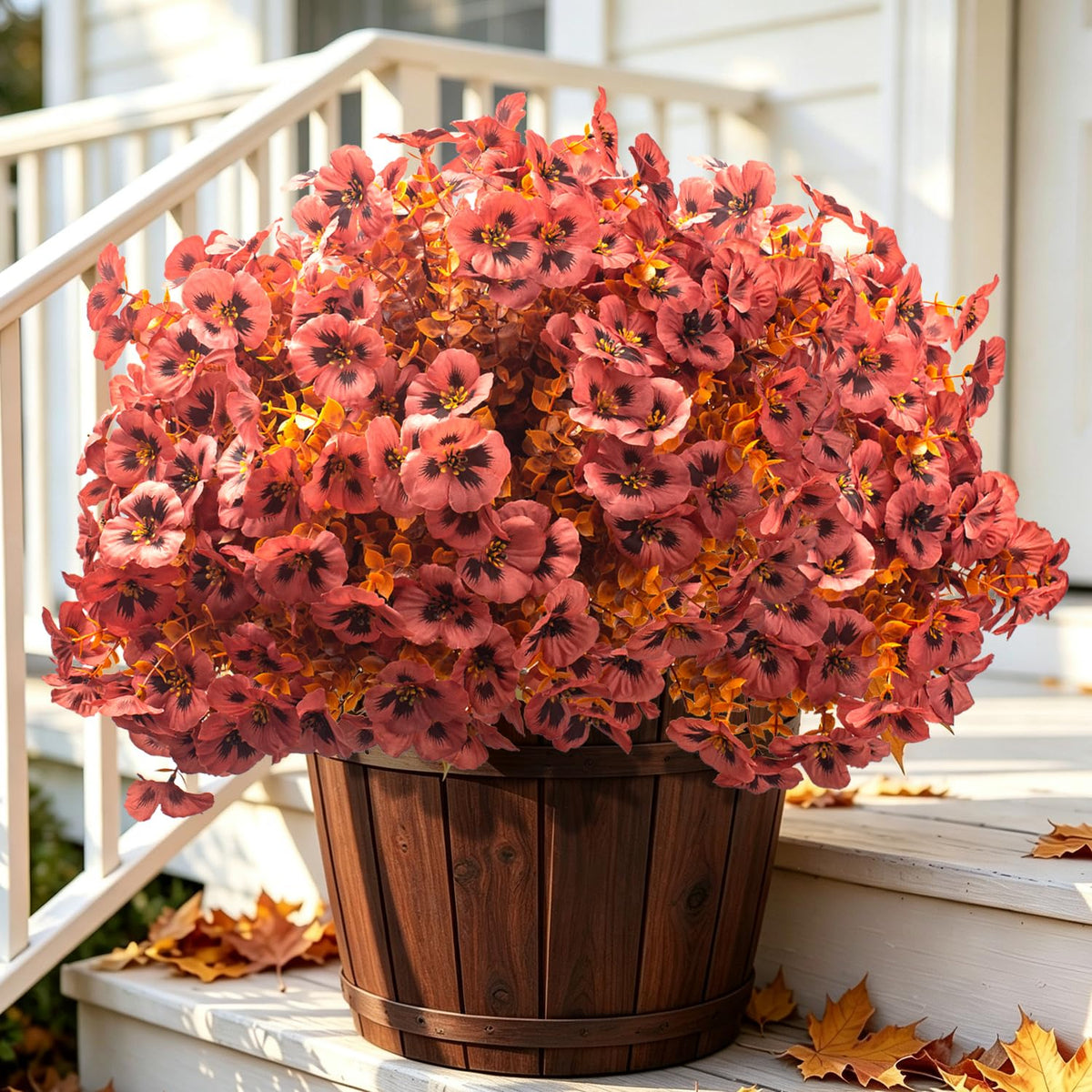 16 Artificial Pansy Faux Fall Flowers Outdoor UV Resistant No Fade Yellow
