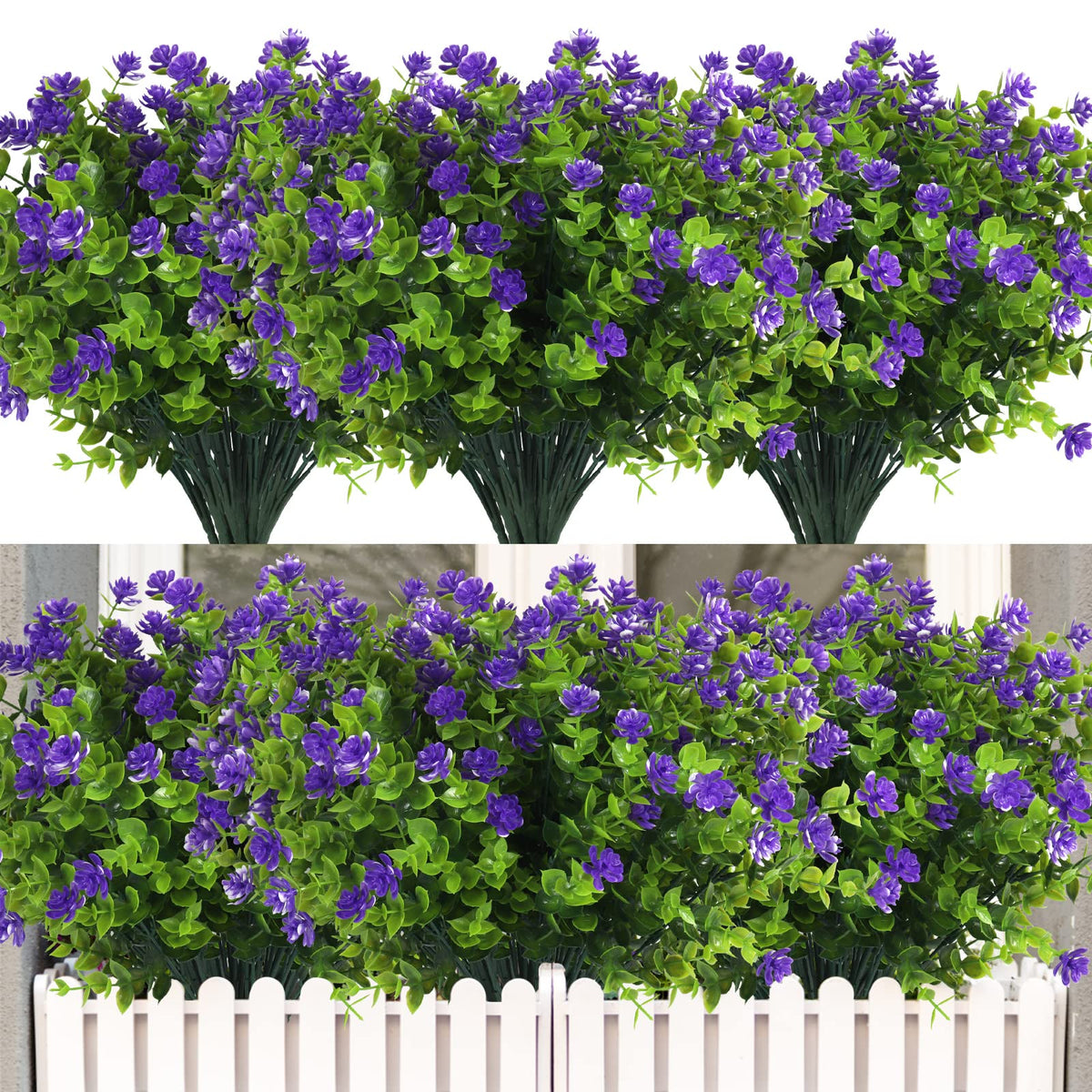 RECUTMS Artificial Flowers,Fake Boxwood Outdoor UV Resistant Plants,8 Packs