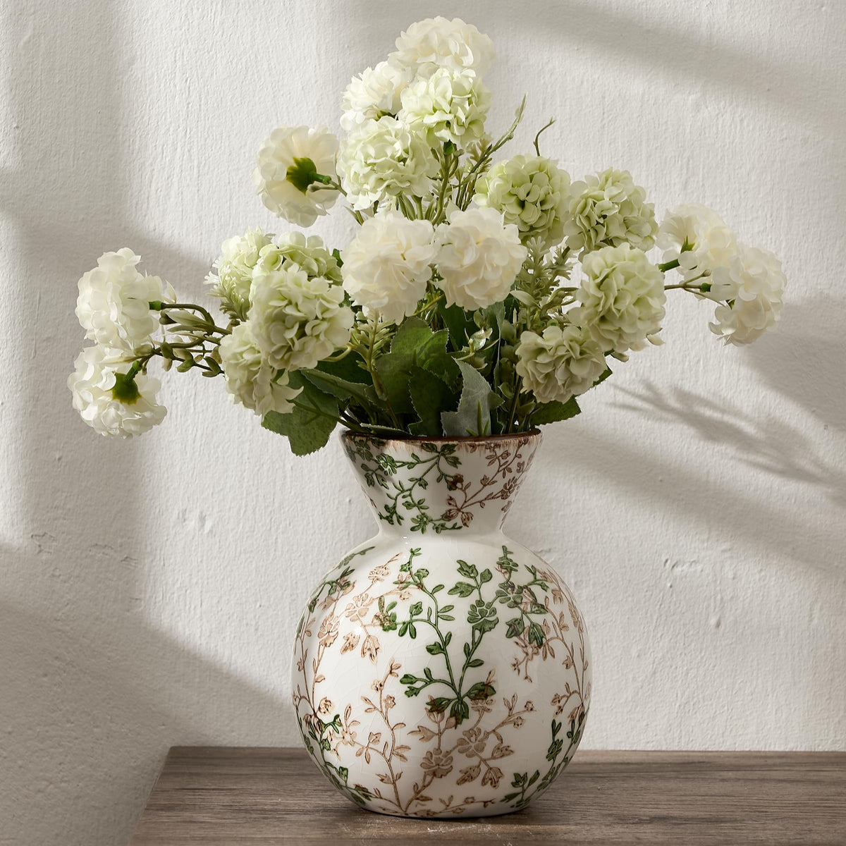 6.73" Ceramic Flower Decorative Antique Vase, Vintage Rustic Chinoiserie Floral Vase for Home Decor, Living Room, Bookshelf, Office, Entryway, Garden, Tuscan Decor, Chinoiserie Decor