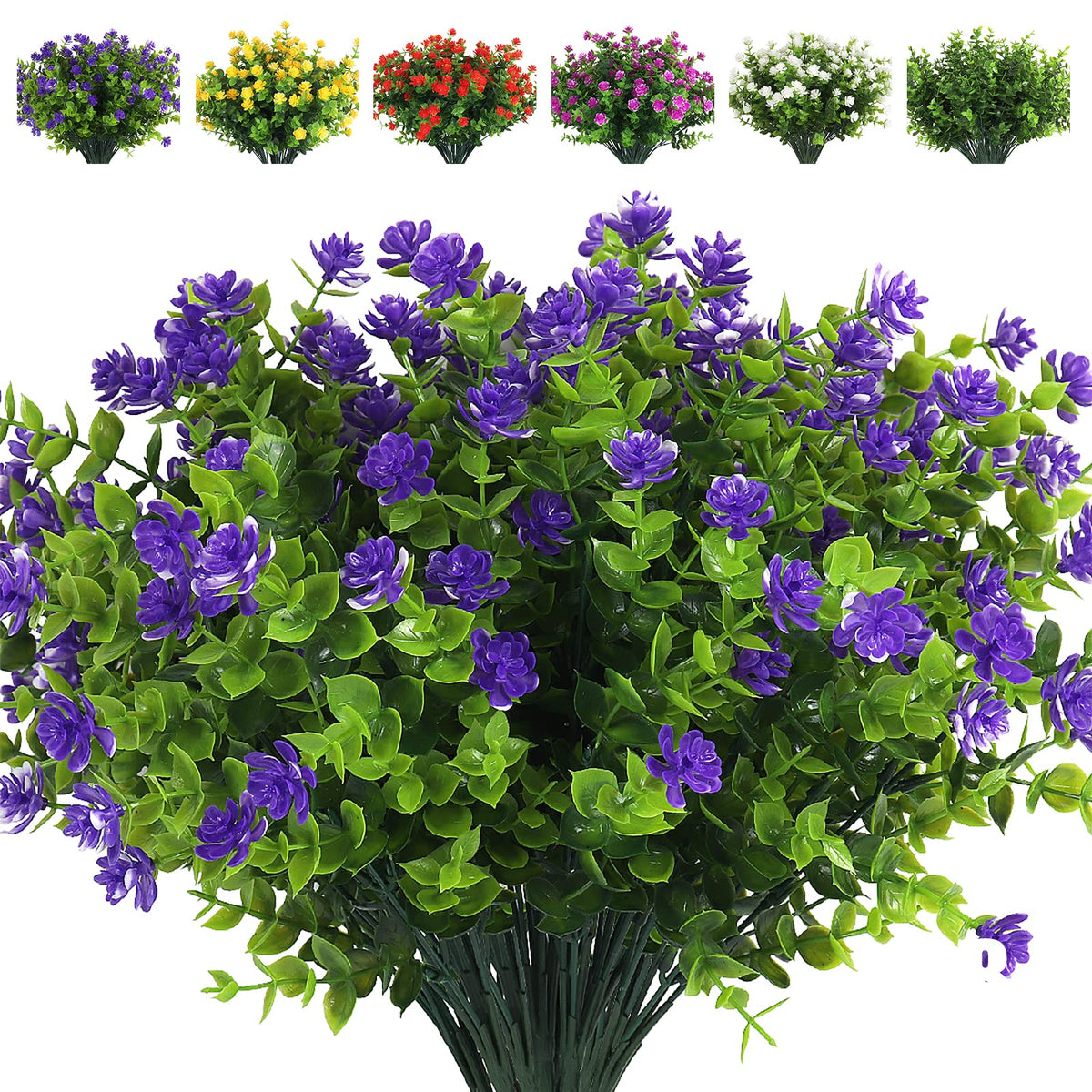 RECUTMS Artificial Flowers,Fake Boxwood Outdoor UV Resistant Plants,8 Packs