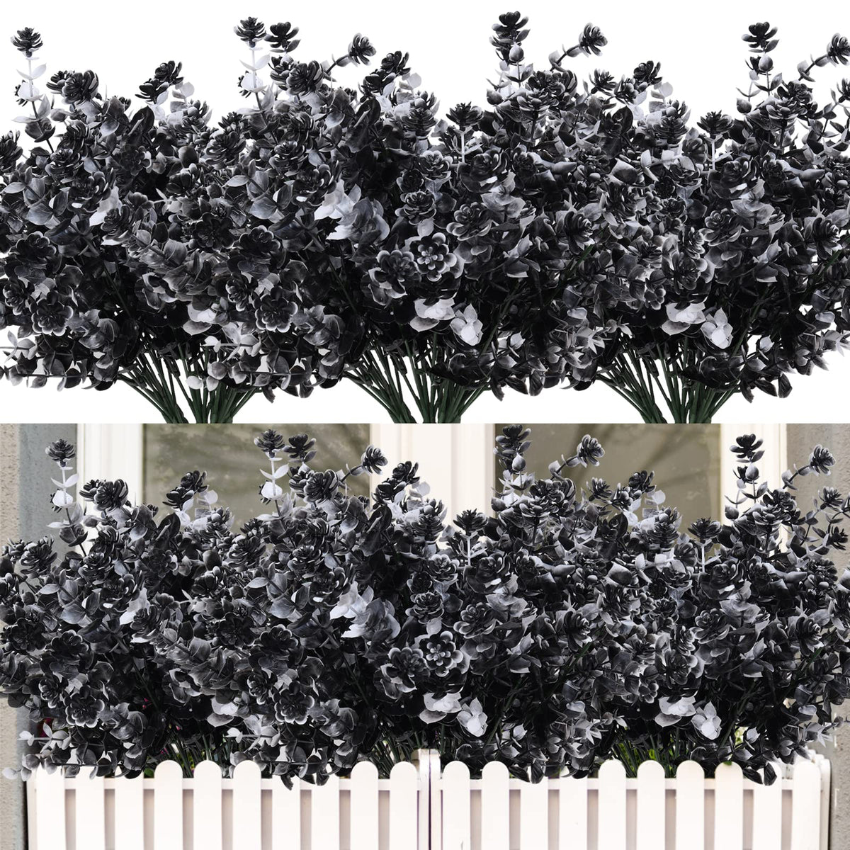 RECUTMS Artificial Flowers,Fake Boxwood Outdoor UV Resistant Plants,8 Packs