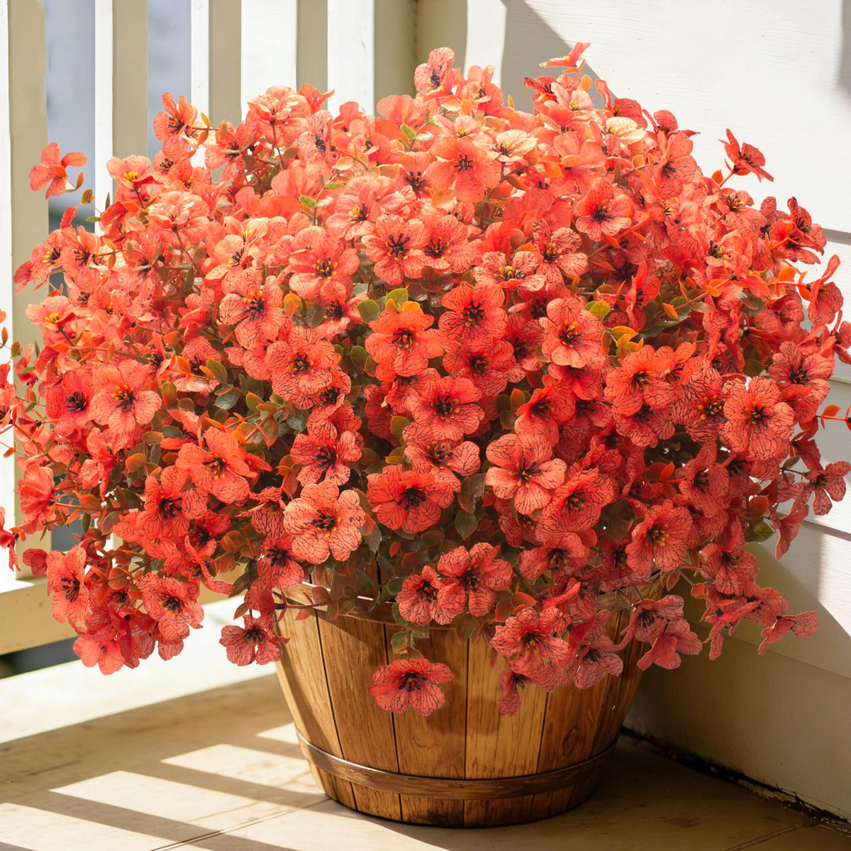 Grunyia 20 Bundles UV Resistant Artificial Fall Flowers - Fake Autumn Plants for Autumn Indoor Outdoor Garden Patio Fireplace Window Box Kitchen Home Decor (Fall Orange Mix)