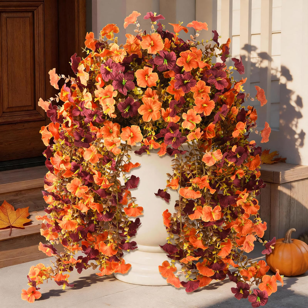 INQCMY Artificial Fake Fall Flowers Plants for Outdoor Decoration