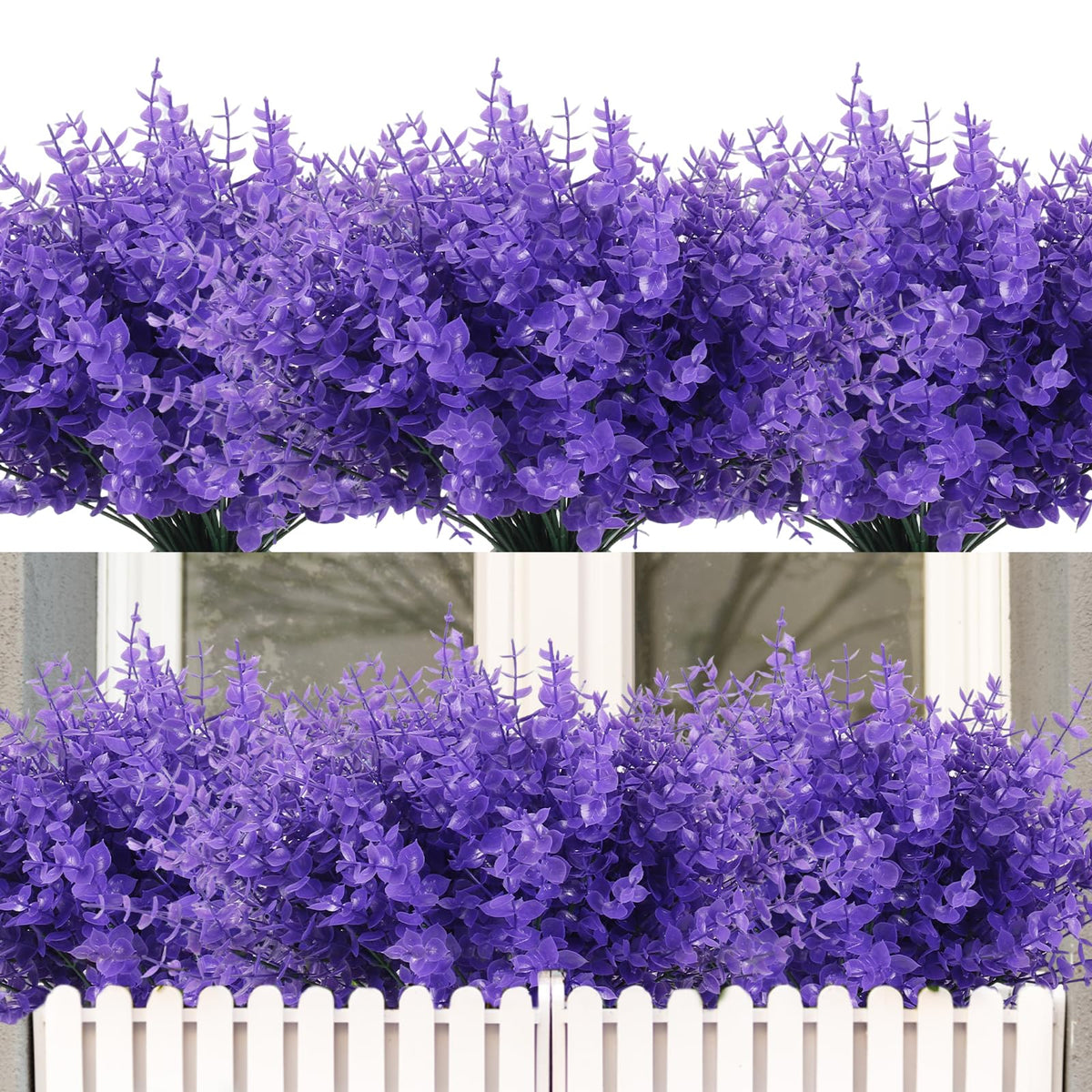 RECUTMS Artificial Flowers,Fake Boxwood Outdoor UV Resistant Plants,8 Packs