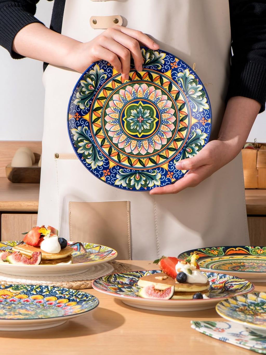 Henten Home Ceramic Dessert Plates Set of 6, 8.5 Inch Porcelain Salad Plate