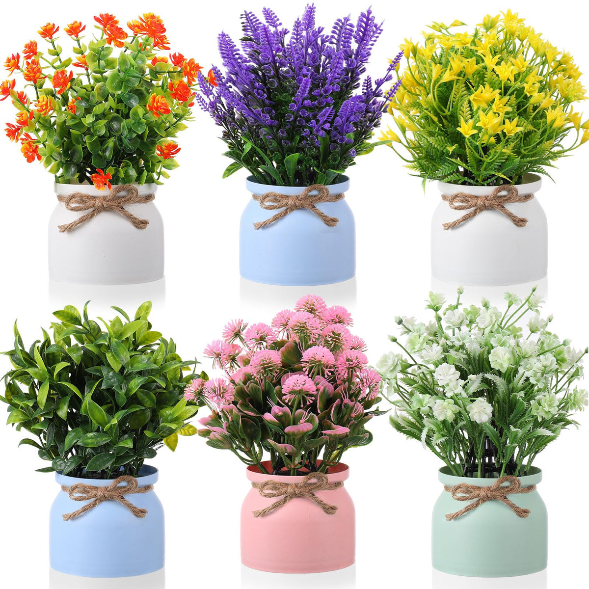 Cindeer 4 Pcs Large Artificial Potted Flowers Classic Potted Plants