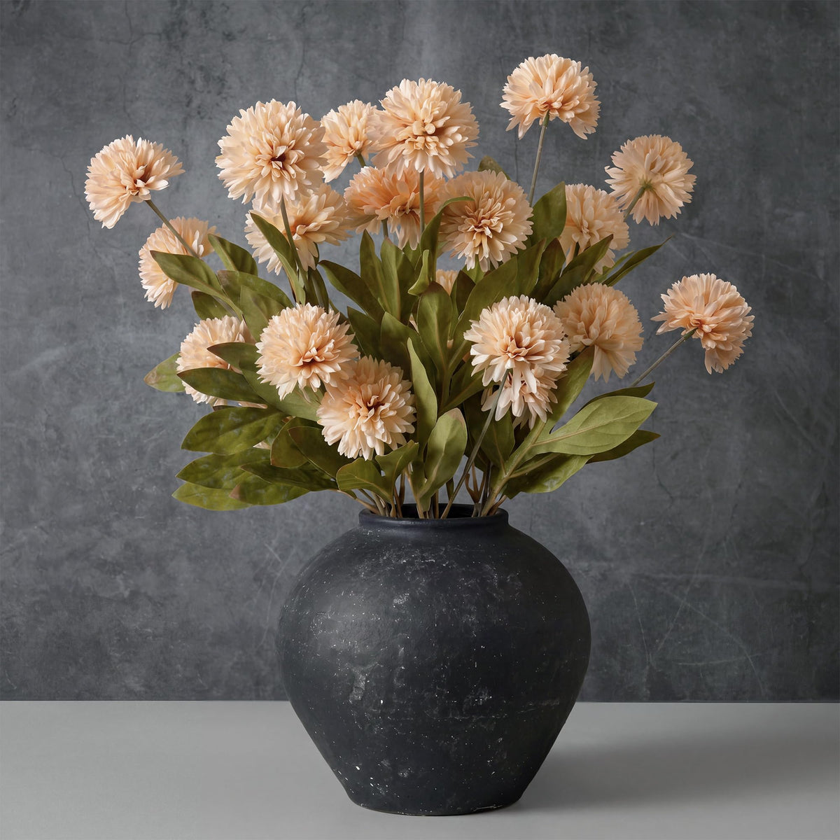 Pinkpum 20 Stems Beige Fake Mums & Kiku Artificial Flowers for Vase Decor