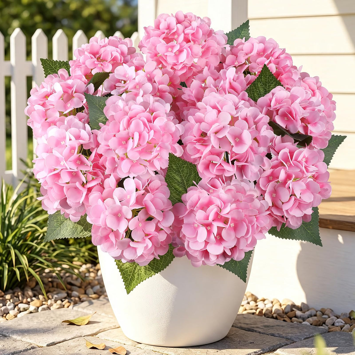 6 Bundles Hydrangea Artificial Flowers for Outdoors Silk Faux Hydrangeas