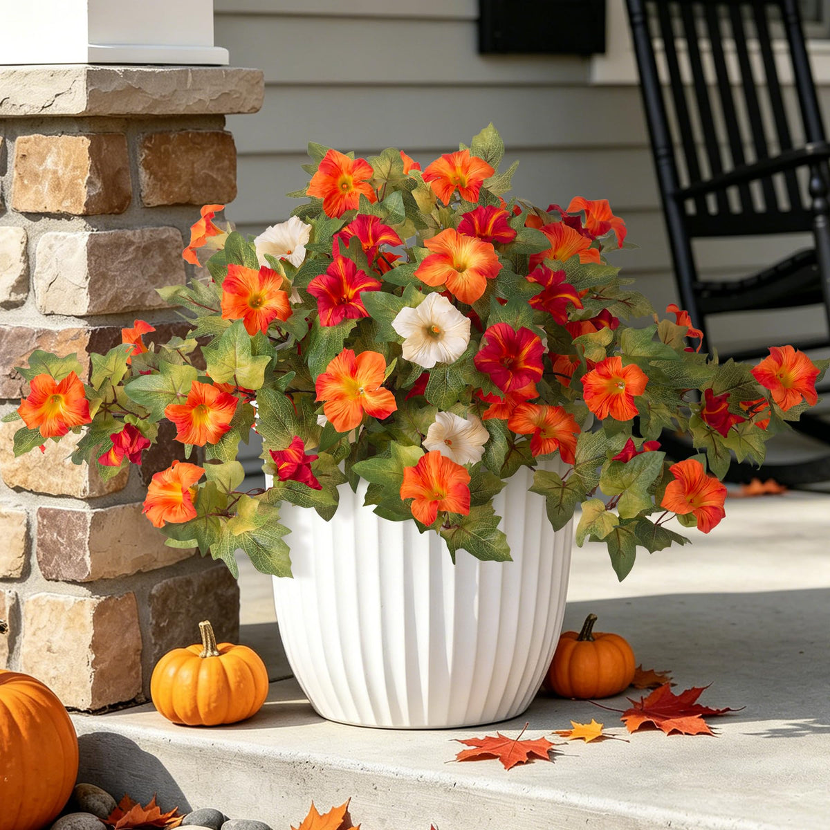 2 Pcs Artificial Fake Fall Petunia Flowers for Outdoor Garden Decor