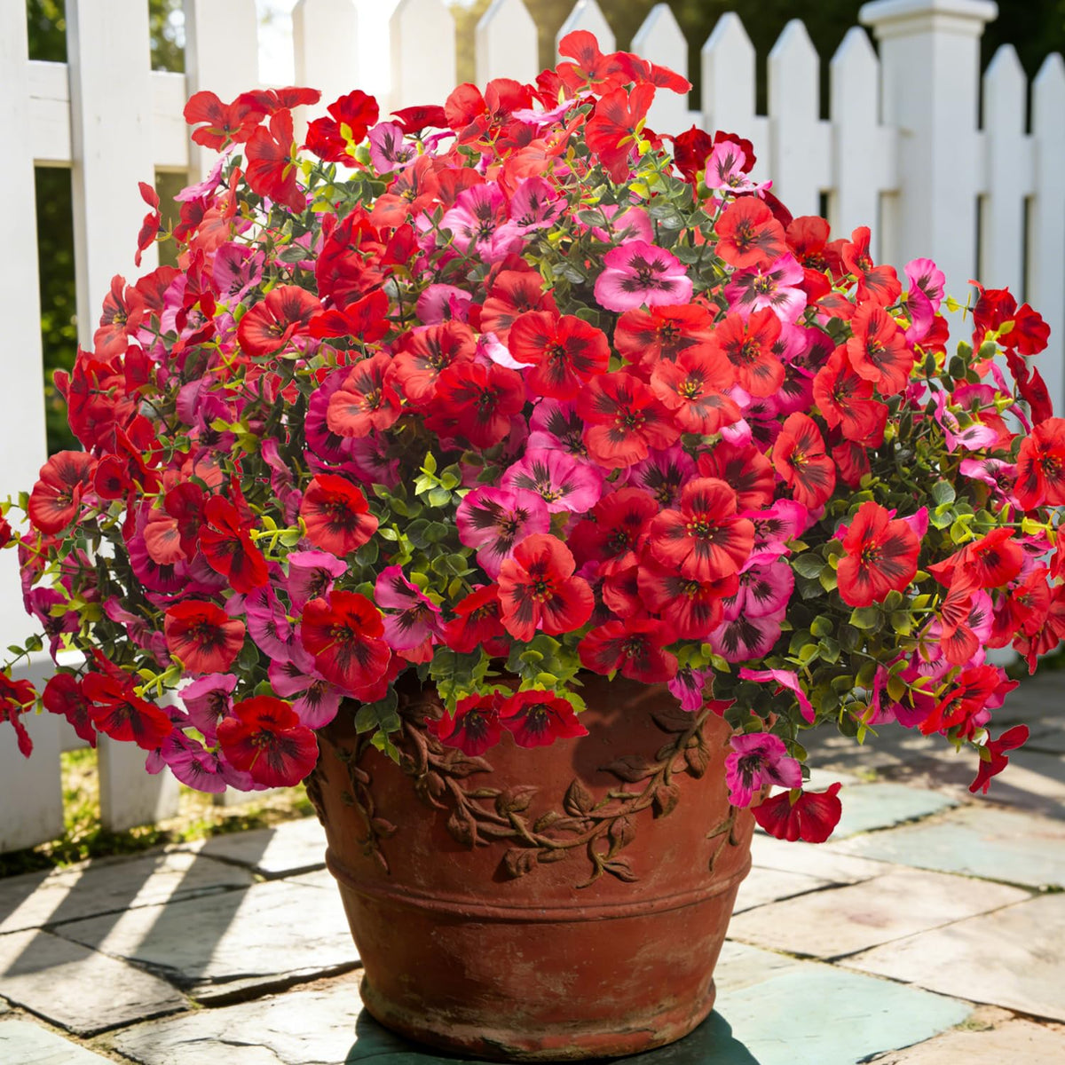16 Artificial Pansy Faux Fall Flowers Outdoor UV Resistant No Fade Yellow