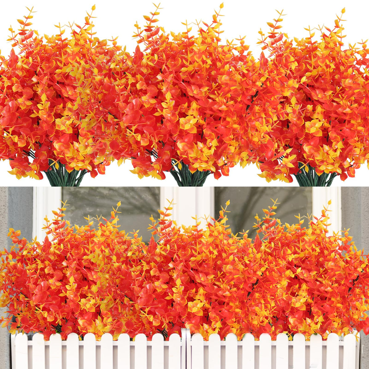 RECUTMS Artificial Flowers,Fake Boxwood Outdoor UV Resistant Plants,8 Packs