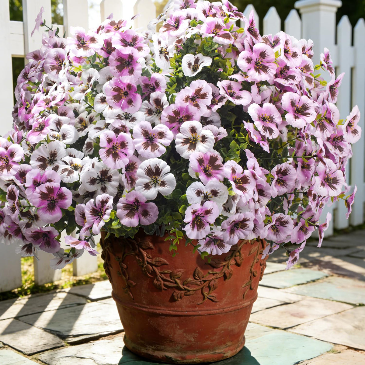 16 Artificial Pansy Faux Fall Flowers Outdoor UV Resistant No Fade Yellow