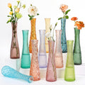 Glass Bud Vases Bulk 12 Pcs - Golden Water Ripple Wedding Centerpiece Vases, Small Flower Vases for Table Decor, Party Events & Home Decor