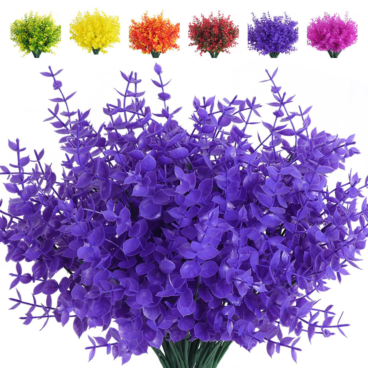 RECUTMS Artificial Flowers,Fake Boxwood Outdoor UV Resistant Plants,8 Packs