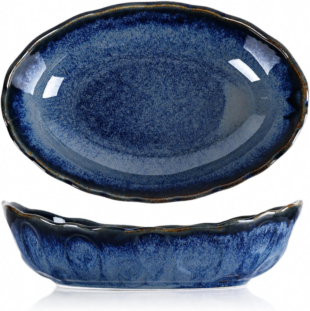 Blue Decorative Bowl, Blue Ceramic Bowl, Glaze Pottery Decor