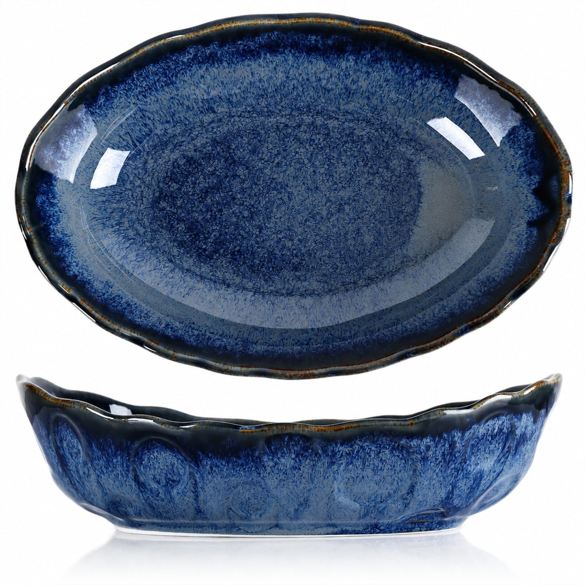 Blue Decorative Bowl, Blue Ceramic Bowl, Glaze Pottery Decor