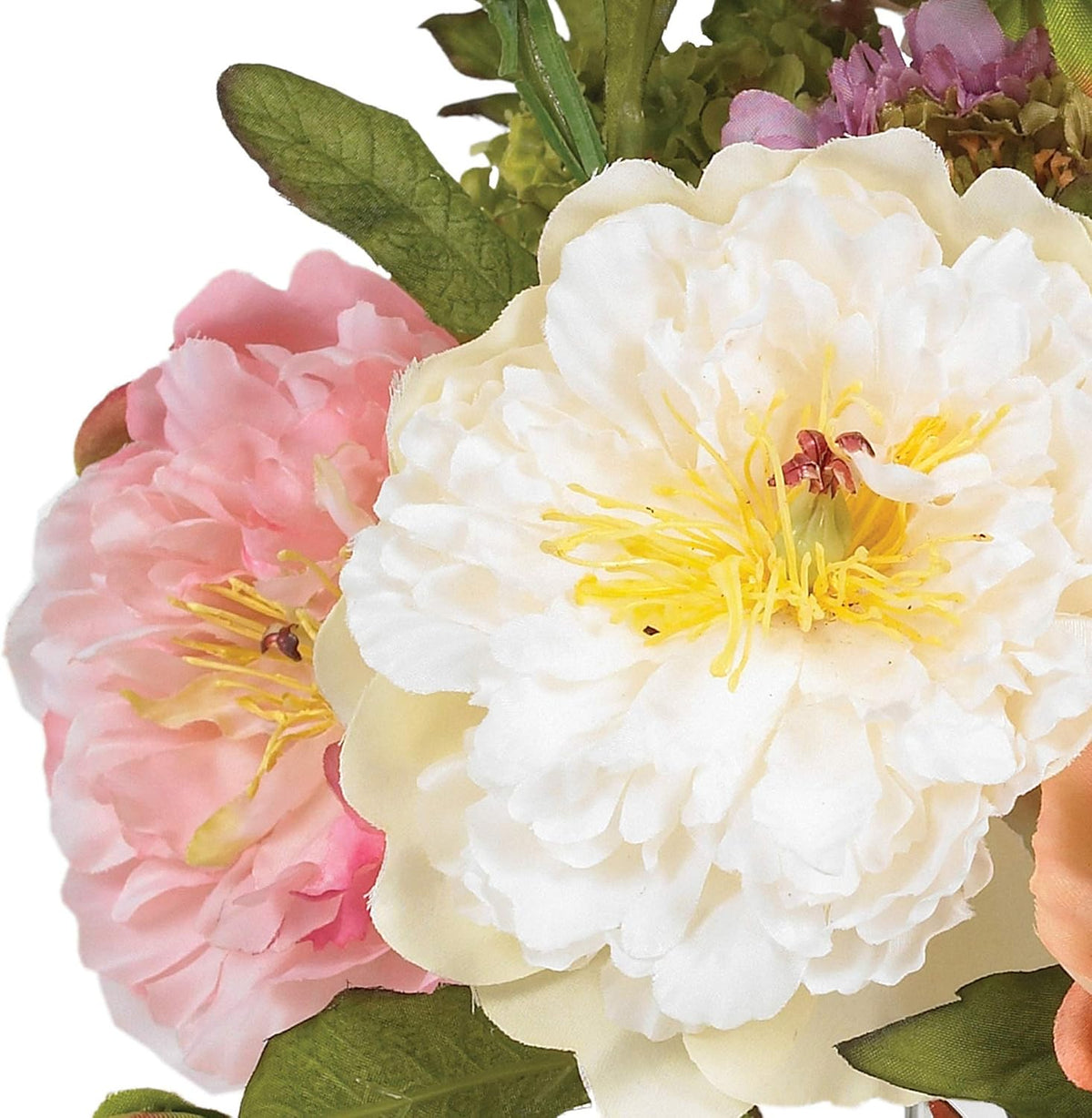 Nearly Natural 10 in Artificial Peony Arrangement in Glass Vase