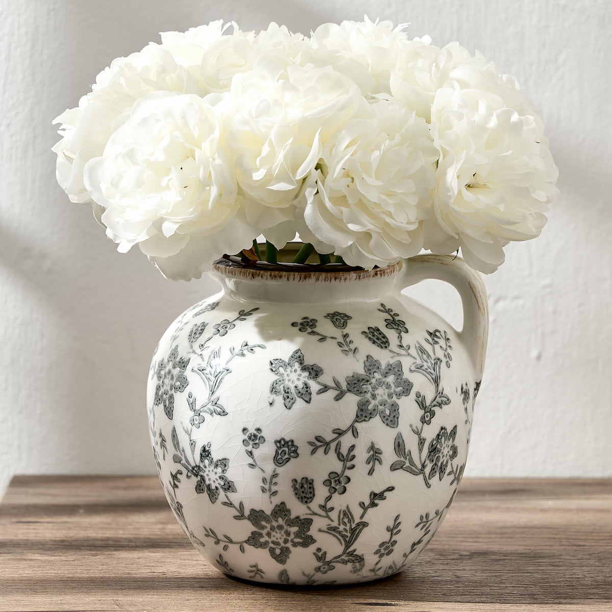 5.39 Inch Vintage Brown Chinoiserie Floral Vase, Antique Rustic Ceramic Vase for Home Decor, Living Room, Bookshelf, Office, Entryway, Garden, Chinoiserie Decor, Tuscan Decor