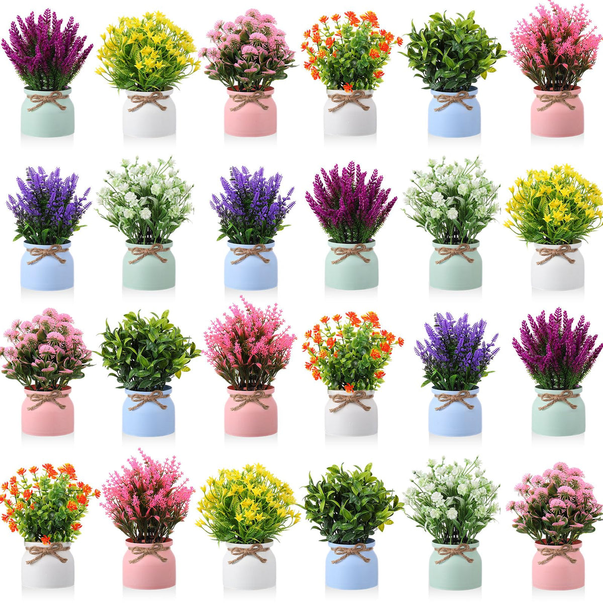 Cindeer 4 Pcs Large Artificial Potted Flowers Classic Potted Plants