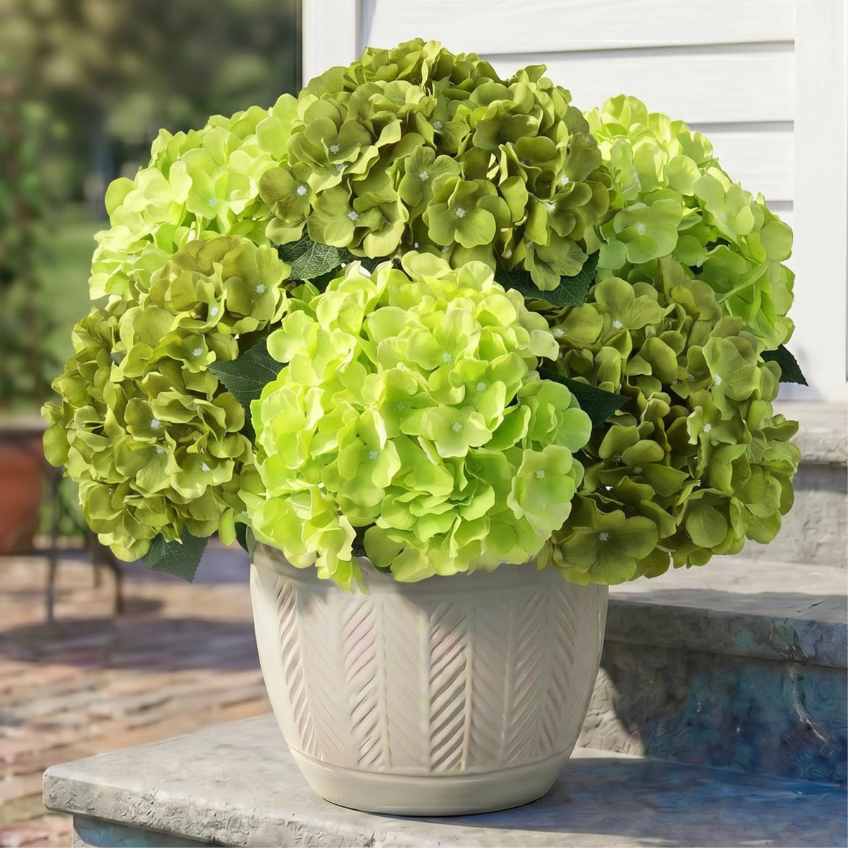 Auihiay 6 Bundles Blue Hydrangea Artificial Flowers for Outdoors and Indoor