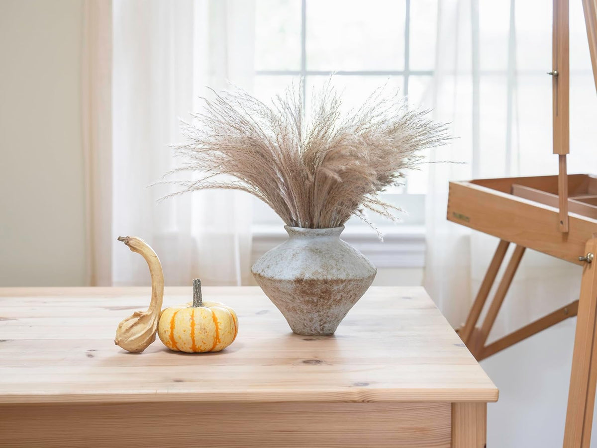 Rustic Textured Ceramic Vase, Handcrafted White Pottery Vase for Home Decor