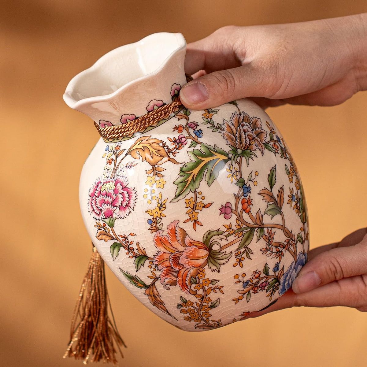 KAMMAK Colored Ceramic Vase, Beautiful Hand-Painted Decorative Vase, LZ038