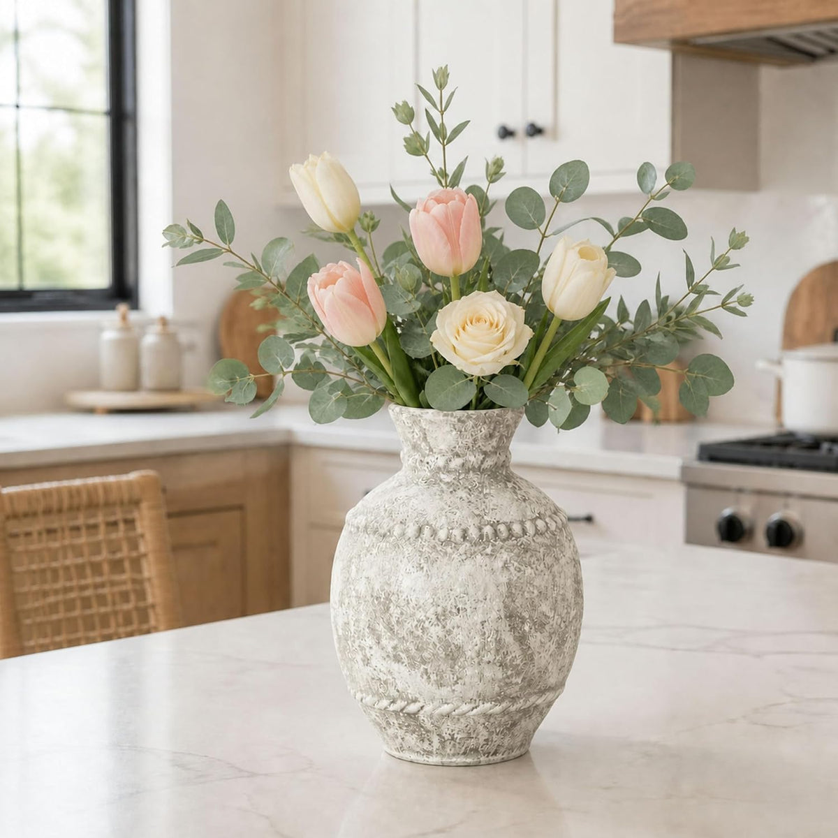 Sunddo Rustic Ceramic Vase for Flower, 8.5 Inch