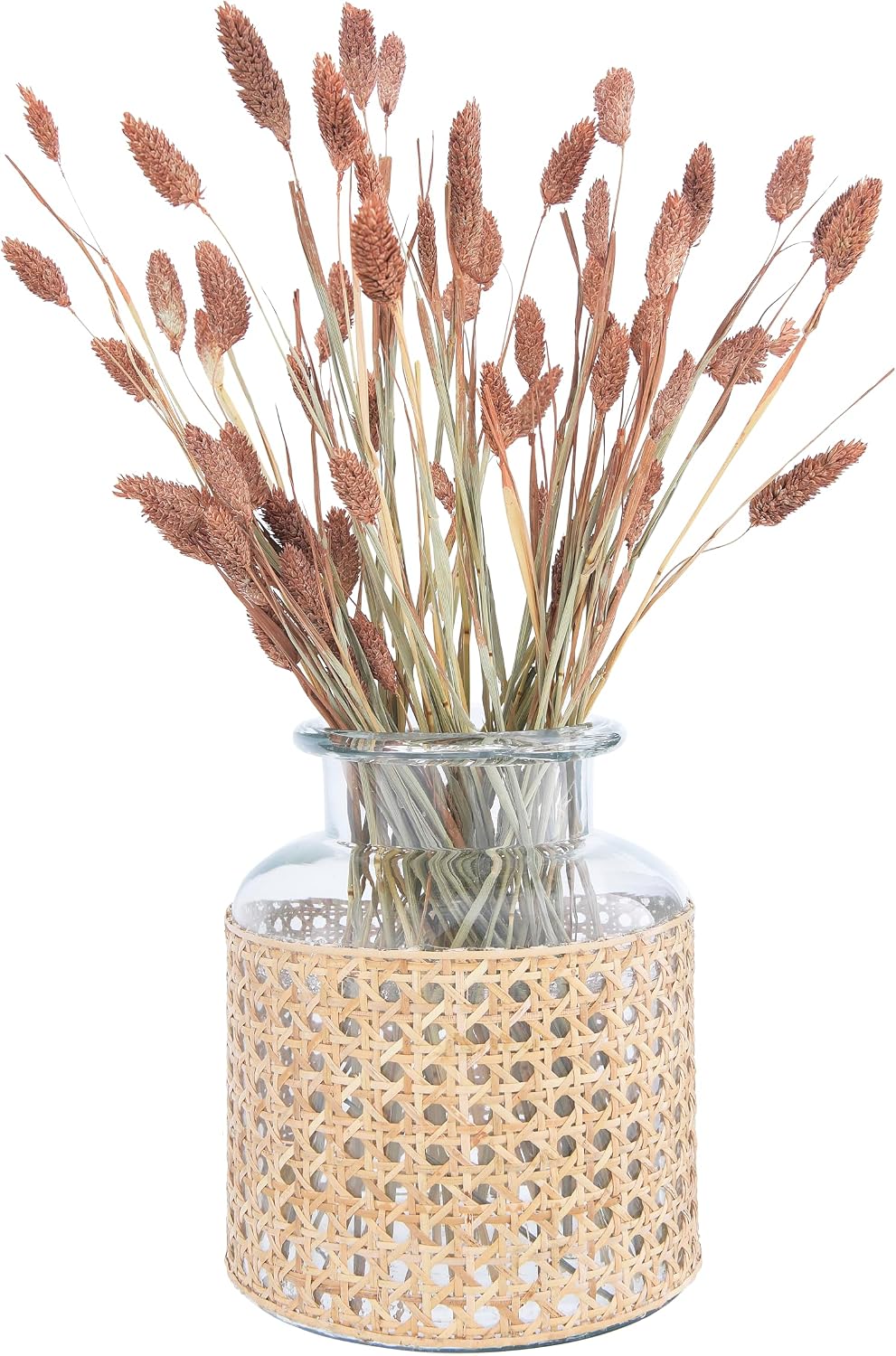 Bloomingville 8"H Glass Vase with Decorative Cane Sleeve