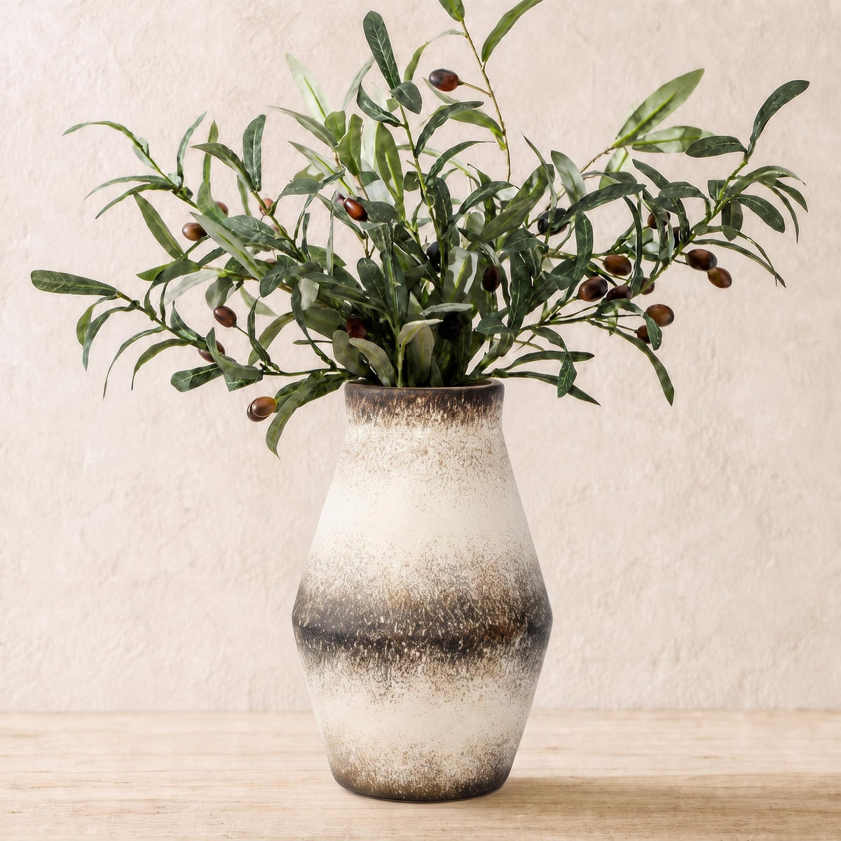 Rustic Farmhouse Ceramic Vase, 10 Inch