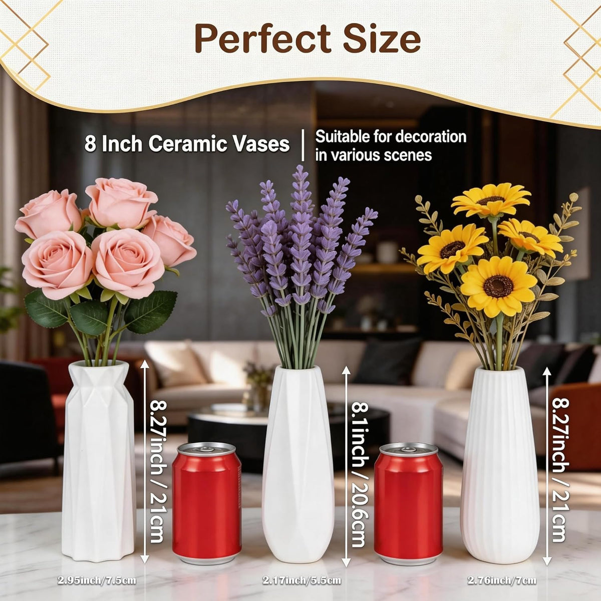 10-Piece 8 Inch White Ceramic Vases Set - Not Glazed Minimalist White Vases for Home Decor, Weddings, Pampas Grass & DIY Crafts | Rustic Matte White Ceramic Vases Bulk