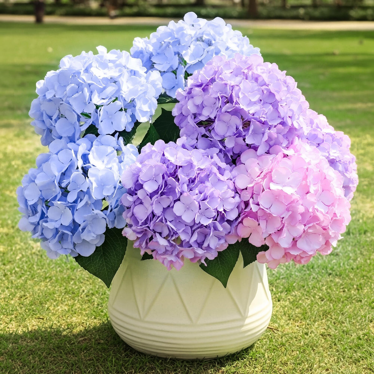 Auihiay 6 Bundles Blue Hydrangea Artificial Flowers for Outdoors and Indoor