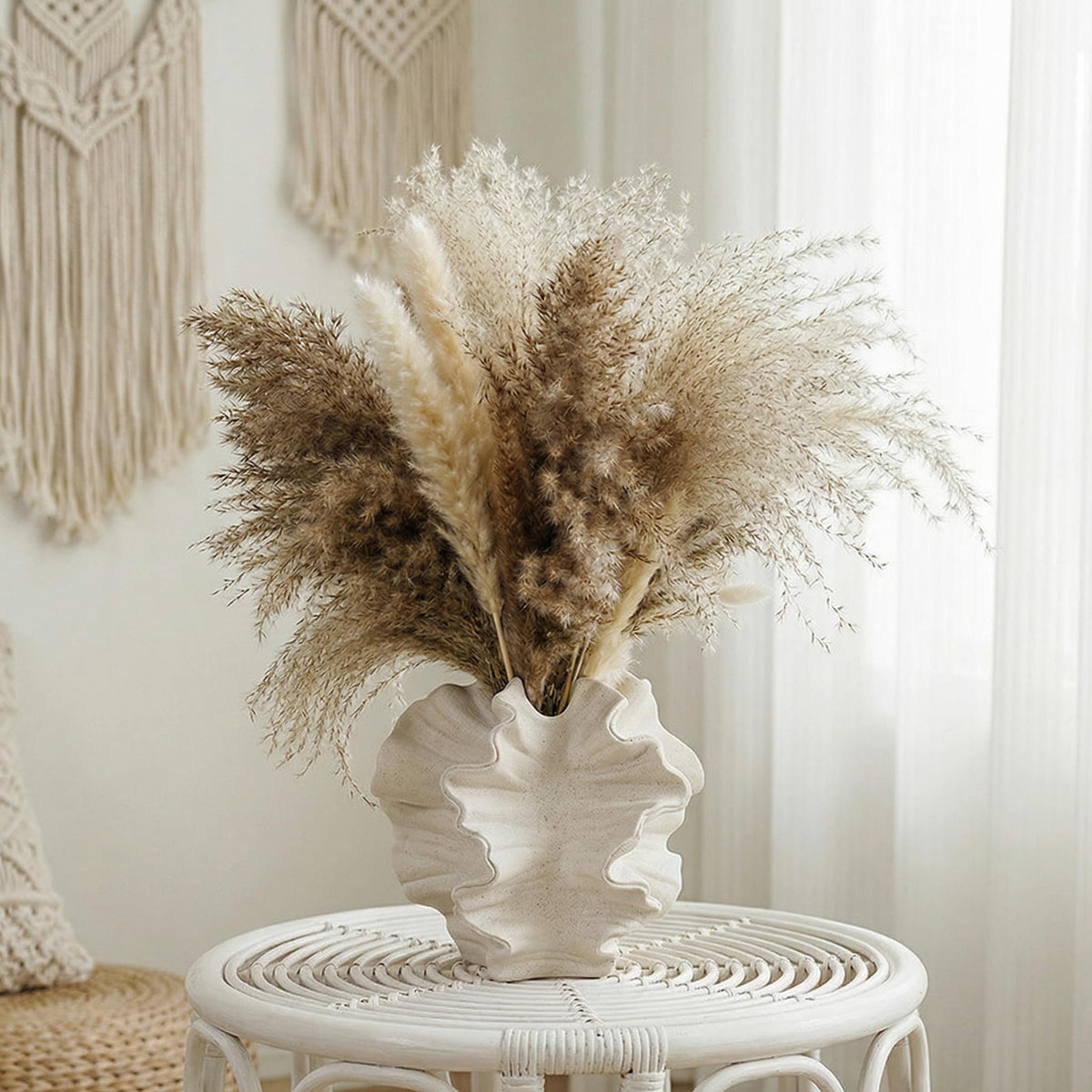 Cream Ceramic Vase, Modern Sculptural Vase with Coral Inspired Design