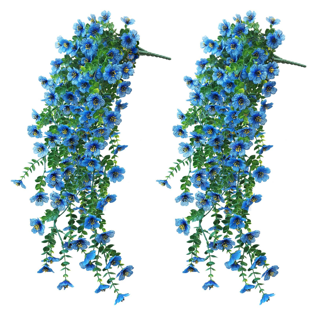 Artificial Hanging Flowers for Outdoors, 2 Pcs UV Resistant Artificial Outdoor Flowers, Not-Fading Fake Hanging Plant for Outdoor Planters for Home Garden Porch Yard Decor