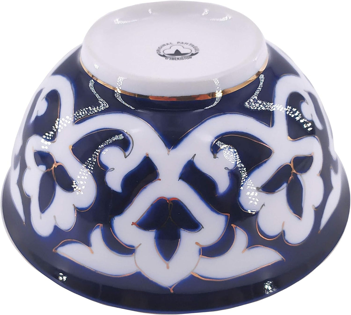 Popular Blue Uzbek Cotton Pattern Pakhta Ceramic Bowl 500 ml (16.9 oz) Uzbekistan Ceramics + Free Popular Uzbek Recipe Ebooks