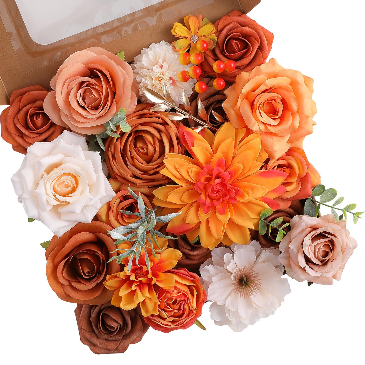 Floweroyal Artificial Flowers Combo Purple Flowers Mix Silk Flowers Dahlia Roses with Stems for DIY Wedding Bridal Bouquets, Baby Shower, Floral Arrangement, Table Centerpieces, Home Decorations.